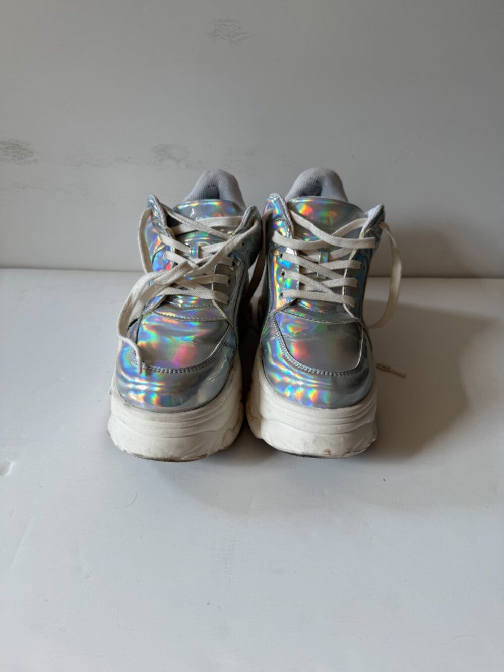 Forever 21 Hologram Iridescent Silver Platform Sneakers - Picture 5 of 5